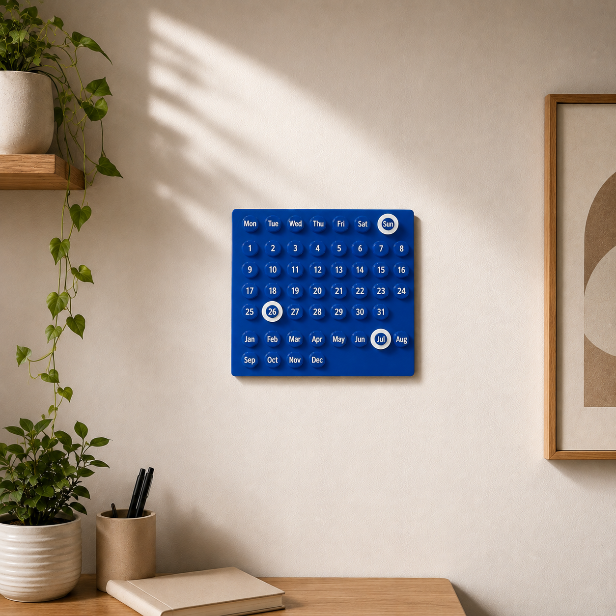 Red Perpetual Calendar | Lifetime Study Desk Office Table Décor | aesthetic