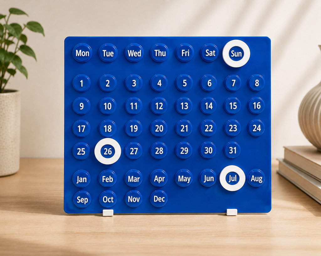 Red Perpetual Calendar | Lifetime Study Desk Office Table Décor | aesthetic